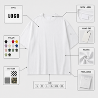 T-shirt en coton blanc de haute qualité, coupe oversize à épaules tombantes, personnalisable avec logo imprimé, tissu épais, pour homme