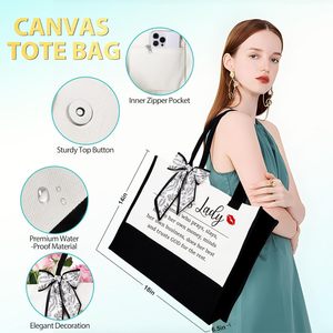 Borsa Tote in Tela con Doppi Manici per Regalo del Giorno del Capo e Natale - Confezione Regalo di Apprezzamento per Leader Femminili dell'Ufficio - Product Image 3