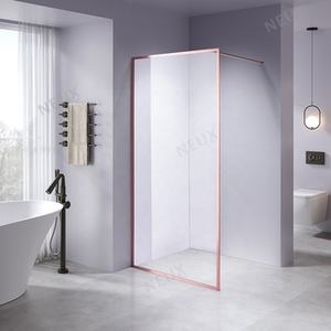 <span class=keywords><strong>Mampara</strong></span> de <span class=keywords><strong>ducha</strong></span> <span class=keywords><strong>fija</strong></span> de vidrio templado para habitación húmeda con marco de aluminio cepillado con puerta de <span class=keywords><strong>Ducha</strong></span> - Product Image 2