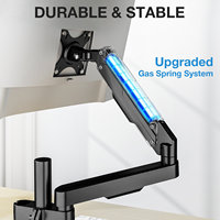 Soporte de Escritorio Ajustable para Dos Monitores Zhongjia, Brazo de Aleación de Aluminio con Resorte de Gas, Inclinación de 90 Grados, Giro de 180 Grados, Rotación de 360 Grados