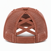 Nouvel arrivage transfrontalier Casquette de baseball 6 panneaux en maille, élastique, pour femme, avec ouverture pour queue de cheval croisée, tressée, version légère d'été, pour adultes