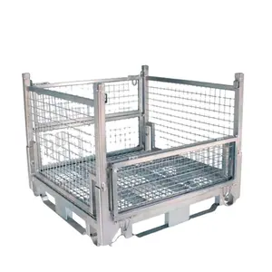 Industrial metal foldable pallets box warehouse stores heavy duty steel stillage cage
