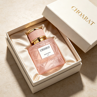 Nouvelle Bouteille de Parfum Vide de Luxe Personnalisée 100ml 50ml, Flacon Vaporisateur Rond Facetté en Verre Transparent avec Bouchon et Col Doré