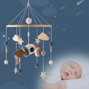Mobile de berceau rotatif apaisant pour nouveau-né - Carillon éducatif pour le sommeil du bébé avec hochets, mobile suspendu stimulant le développement - Product Image 1