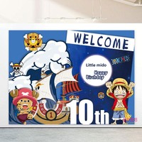 Décorations de fête d'anniversaire One Piece personnalisables pour enfants, panneau de bienvenue Luffy, affiche numérique en panneau KT