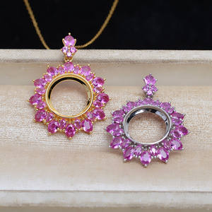 Pendentif Tournesol en Argent S925 12,7 mm avec Perle Marbrée, Plateau Vide Semi-Fini pour Bijoux DIY JG5305 - Product Image 5