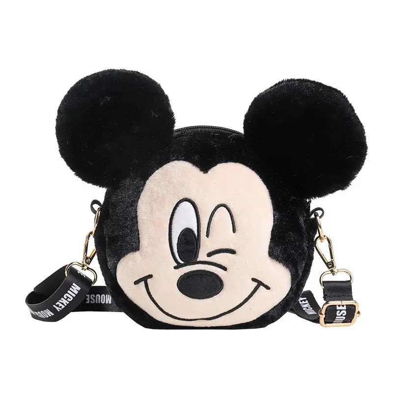 Disney genuine women's bag hot sales messenger shoulder bag Mickey simple soft plush crossbody bag