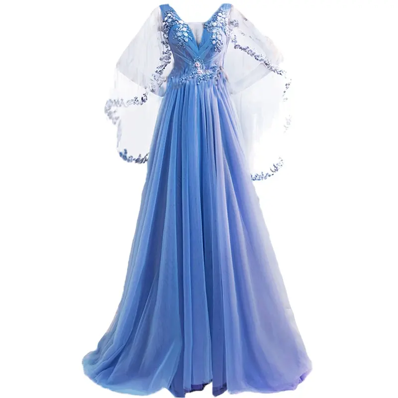 China Cheap Elegant And Charming Blue Long Party Evening Prom Dress