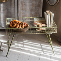 Table Basse Pliante en Fer Forgé Style Vintage Européen pour Usage Intérieur/Extérieur, Décoration Végétale et Composition Florale
