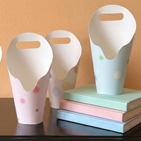 Boîte à fleurs à pois pastel avec poignée colorée, conteneur de transport, vase cadeau, vente en gros pour fleuristes