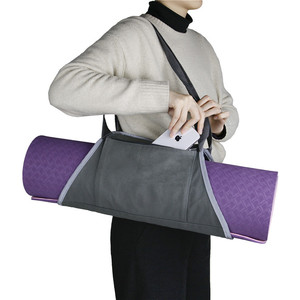 Bolsa de hombro para almacenamiento de colchoneta de Yoga, bolsa de lona portátil para Yoga, equipo de ejercicio y Fitness, color gris, morado, color sólido - Product Image 3