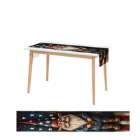 Nappe en lin à rayures imprimées pour la Journée des Vétérans, 13x72 pouces, sans plis, pour la décoration de table à manger