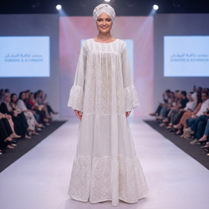 Vestido Largo Kaftan de Lujo de Encaje de Algodón Blanco para Mujer, Bordado Chikankari, Ropa Étnica Africana, Elegante y Modesto para Ocasiones Especiales - Product Image 1