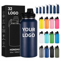 Bouteille d'eau isotherme sous vide de 32 oz et 40 oz avec poignée, en acier inoxydable, pour le sport, à large ouverture, en stock