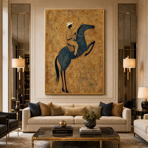 Midnight Wrangler Rustic Wabi Sabi Equestrian Painting On Canvas <b>With</b> <b>Frame</b> Indoor Decor Classic Style Art <b>Print</b> - Product Image 2