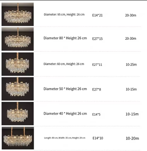 Lampadario Moderno di Lusso a LED in Cristallo Classico Lampada a Sospensione <span class=keywords><strong>per</strong></span> Villa Hotel Matrimoni <span class=keywords><strong>Soggiorno</strong></span> Luce Pendente ad Altezza Regolabile - Product Image 6