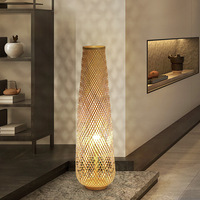 Lampe sur pied en bois Wabi Sabi, style japonais, lampe sur pied en osier pour salon de thé, chambre à coucher, coin restaurant, éclairage