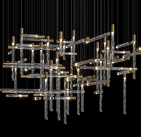 Goutte de verre Lustre Modélisation Composé Escalier Lampe Haut de Gamme Club Lampes Personnalisées Ambre Moderne Luxe Pendentif LED 80 Hôtel No Grand