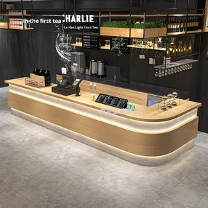 Mostrador de Recepción Rectangular de Madera Sólida Estilo Industrial Personalizable para Restaurantes, Cafés, Pequeñas Tabernas Yimutang - Product Image 1