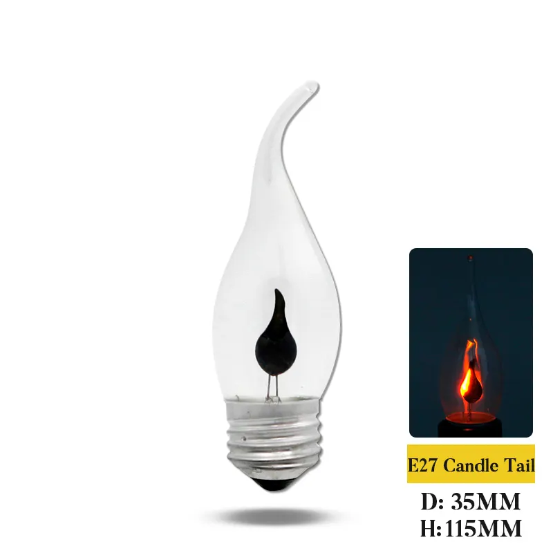 Edison Led Candle Light Bulb E27 LED imitation Flame Effect Bulb 3W AC 220V Home For Decorative Lighting Ampoule LED Candle Bulb