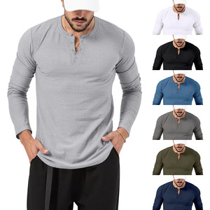 เสื้อยืดแขนยาวผู้ชาย คอเฮนลีย์ ผ้าฝ้ายถัก 100% ทรงปกติ คอกลม สวมใส่สบายๆ - Product Image 1