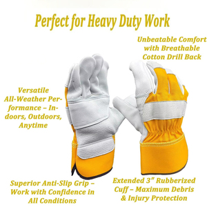 Gants de travail entièrement en cuir, ignifuges, imperméables, anti-coupures, 12 pouces, durables, robustes, pour travaux de construction et de jardinage - Product Image 3