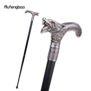 Canne en acier au carbone avec tête de loup en métal, accessoire de costume pour homme - Product Image 1