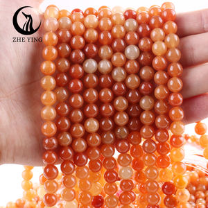 Zhe Ying 6/8/10mm perles de pierre d'aventurine rouge rondes perles de pierre de Bracelet lisse pour la fabrication de bijoux perles de pierre d'aventurine orange - Product Image 2