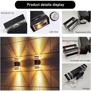 Lámparas de Pared <span class=keywords><strong>para</strong></span> Exteriores con Luz Arriba y Abajo, Lámparas de Pared LED Cuadradas de Aluminio <span class=keywords><strong>para</strong></span> Montaje en Superficie, Impermeables, <span class=keywords><strong>para</strong></span> Hogar, Porche, Garaje - Product Image 3