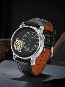 Coffret Montre d'Affaires TOMI pour <span class=keywords><strong>Homme</strong></span>, Cadran <span class=keywords><strong>à</strong></span> Bracelet en <span class=keywords><strong>Cuir</strong></span>, Boîtier en Alliage 42mm, Verre Minéral, Mouvement Hangzhou, Largeur du Bracelet 22mm, Aiguilles - Product Image 1