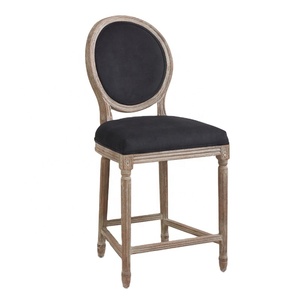 Tabouret <span class=keywords><strong>de</strong></span> <span class=keywords><strong>bar</strong></span> rembourré en bois massif, <span class=keywords><strong>chaise</strong></span> <span class=keywords><strong>de</strong></span> comptoir, avec dos rond, noir, blanc, français, <span class=keywords><strong>louis</strong></span> chêne, - Product Image 1