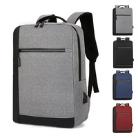 Mochila de negocios para hombre, bolso para portátil de gran capacidad, bolso escolar de viaje impermeable, tela Oxford, diseño sencillo, gris, negro, azul, burdeos