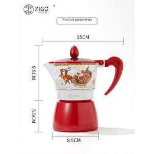 Olla Moka Espresso <span class=keywords><strong>italiana</strong></span> clásica, estilo navideño, estufa de aluminio, <span class=keywords><strong>cafetera</strong></span>, <span class=keywords><strong>Material</strong></span> metálico almacenado - Product Image 4