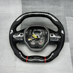Volant sport en fibre de carbone forgée/twill de qualité supérieure avec cuir perforé/grip pour Peugeot 408 4008 <span class=keywords><strong>5008</strong></span> - Product Image 3