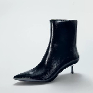 2025 autunno nuovi prodotti stivali di marca in vera pelle da donna con chiusura a cerniera laterale a punta tacco gatto occidentale estate inverno - Product Image 1