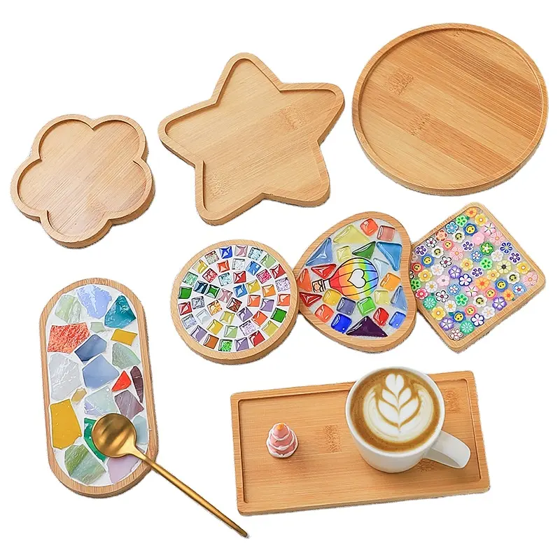 Colorful DIY Wooden Bamboo Mosaic Crystal Coaster Cup Pad Mat for Kids