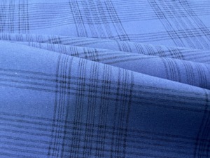 Blue thin check plaid fabric soft grid cloth for <b>blouse</b> dress garment home textile making - Product Image 2