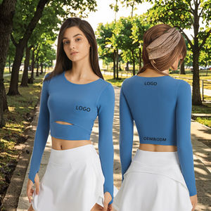 Camiseta Deportiva de Yoga para Mujer, Delgada, Transpirable, Personalizable, Manga Larga, para Fitness y Running, Ligera y Cómoda, de Spandex/Nylon - Product Image 3