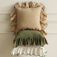 Nouvelle housse de coussin en coton uni moderne, décoration de la maison, housse de coussin à volants, adaptée au salon