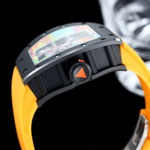 Montre mécanique automatique squelette en céramique pour homme avec bracelet en caoutchouc style graffiti hip-hop - Product Image 5