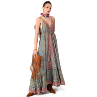Nouvelle Robe Longue Plissée Sans Manches Col V en Laine Douce pour Femme, Couleur Unie Élégante, Respirante et Naturelle pour l'Été