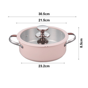 Juego de <span class=keywords><strong>Ollas</strong></span> de Cocina de Acero Inoxidable 304 Rosa, Estilo Coreano, para Sopa Caliente, Apto para Inducción, Venta al Por Mayor Personalizada - Product Image 2