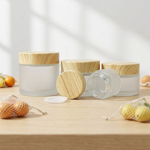 5g 10g 30g 50g 100gWholesale Frosted Glass Cream Jars with Natural <b>Bamboo</b> Lids, Empty Wide Mouth Matte Glass Cosmetic <b>Containers</b> - Product Image 3