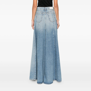 <span class=keywords><strong>Jupe</strong></span> longue plissée <span class=keywords><strong>en</strong></span> <span class=keywords><strong>jean</strong></span> pour femme, taille haute, coupe super large, style vintage, sexy et décontractée, délavée claire, 100% denim, pour l'été, l'automne et le printemps, OEM/ODM - Product Image 3