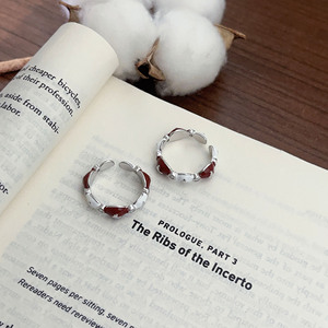 Anillo plateado Ruitai con lazo esmaltado en rojo, regalo de joyería de moda de estilo coreano para mujer - Product Image 4