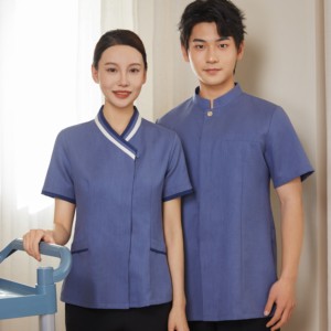 호텔 하우스키핑 직원 유니폼 봄 여름 반팔 100% 폴리에스터 레귤러 핏 청소원 작업복 전문 리조트 - Product Image 3