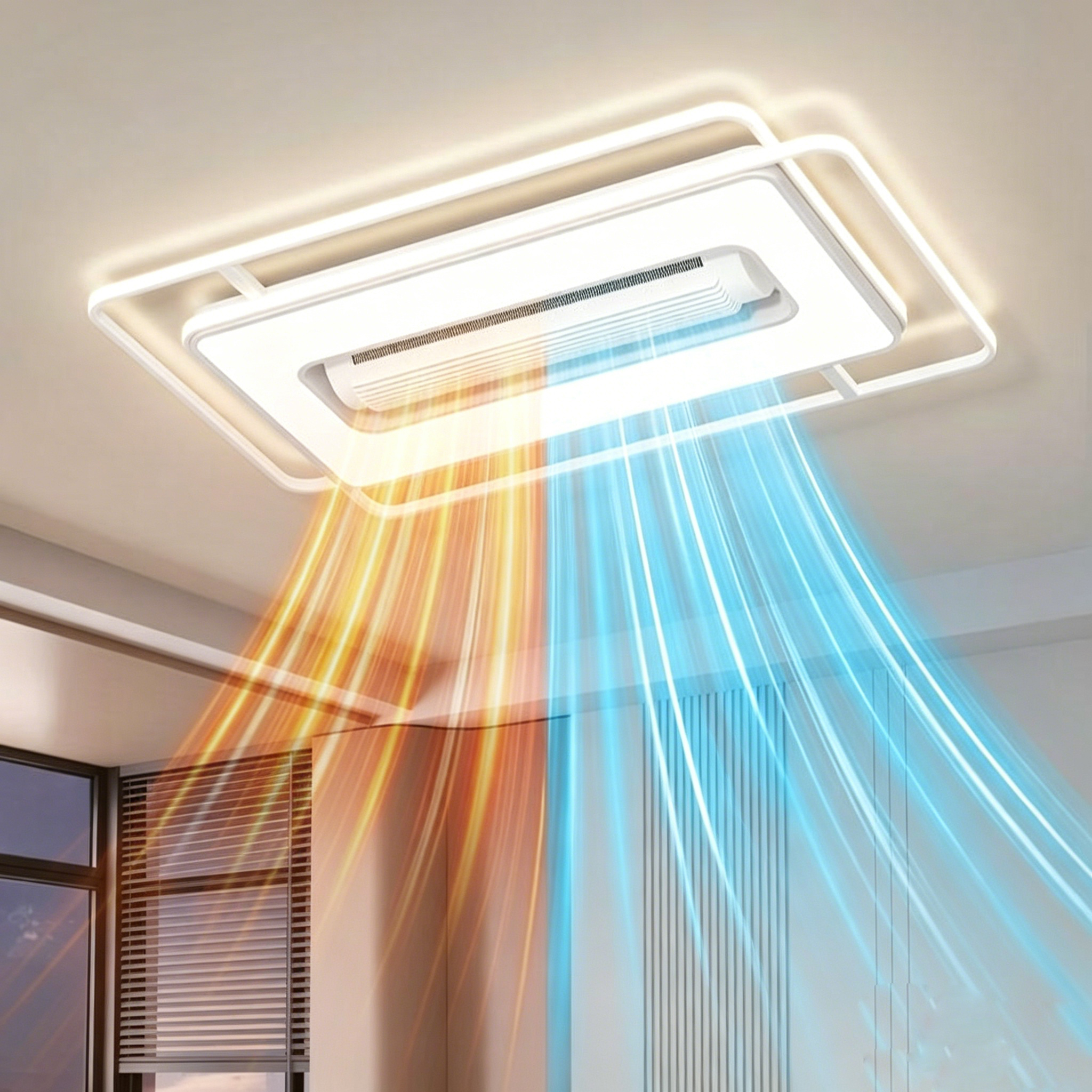 Home Decor Fan Lamp Modern Silent LED Remote Control Dimmable for Bedroom Living Room Temperature Control Ceiling Fan Light