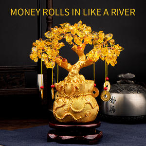 Nueva llegada resina decoración madera maciza Base Feng Shui dinero árbol cristal dinero árbol estatuilla - Product Image 5