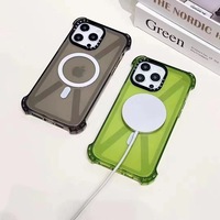 Coque de téléphone transparente en TPU antichoc transparente avec charge magnétique sans fil pour iPhone 15 14 Pro Max 13 12 16