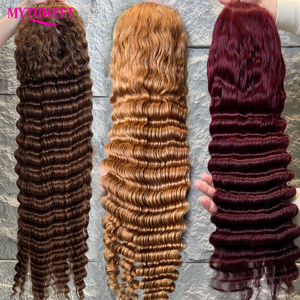 Parrucca Frontale in Pizzo HD 13X4 Grezza Cambogiana, Densità 210%, Ricci Profondi, <span class=keywords><strong>30</strong></span> Pollici, Capelli Umani Vergini Brasiliani Grezzi Allineati alla Cuticola - Product Image 4